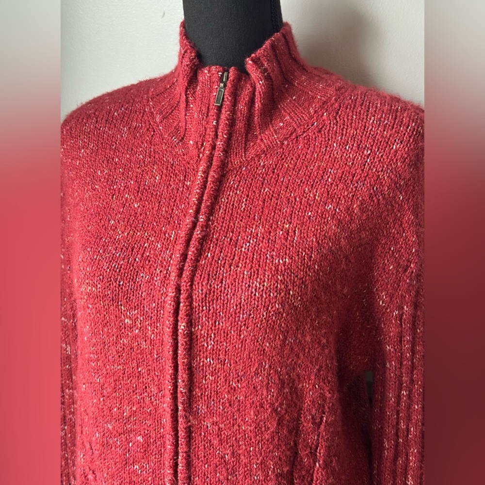 ALPS deep red vintage soft zip up sweater L - Picture 2 of 8